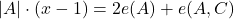 |A| \cdot(x-1)=2 e(A)+e(A, C)
