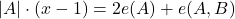 |A| \cdot(x-1)=2 e(A)+e(A, B)